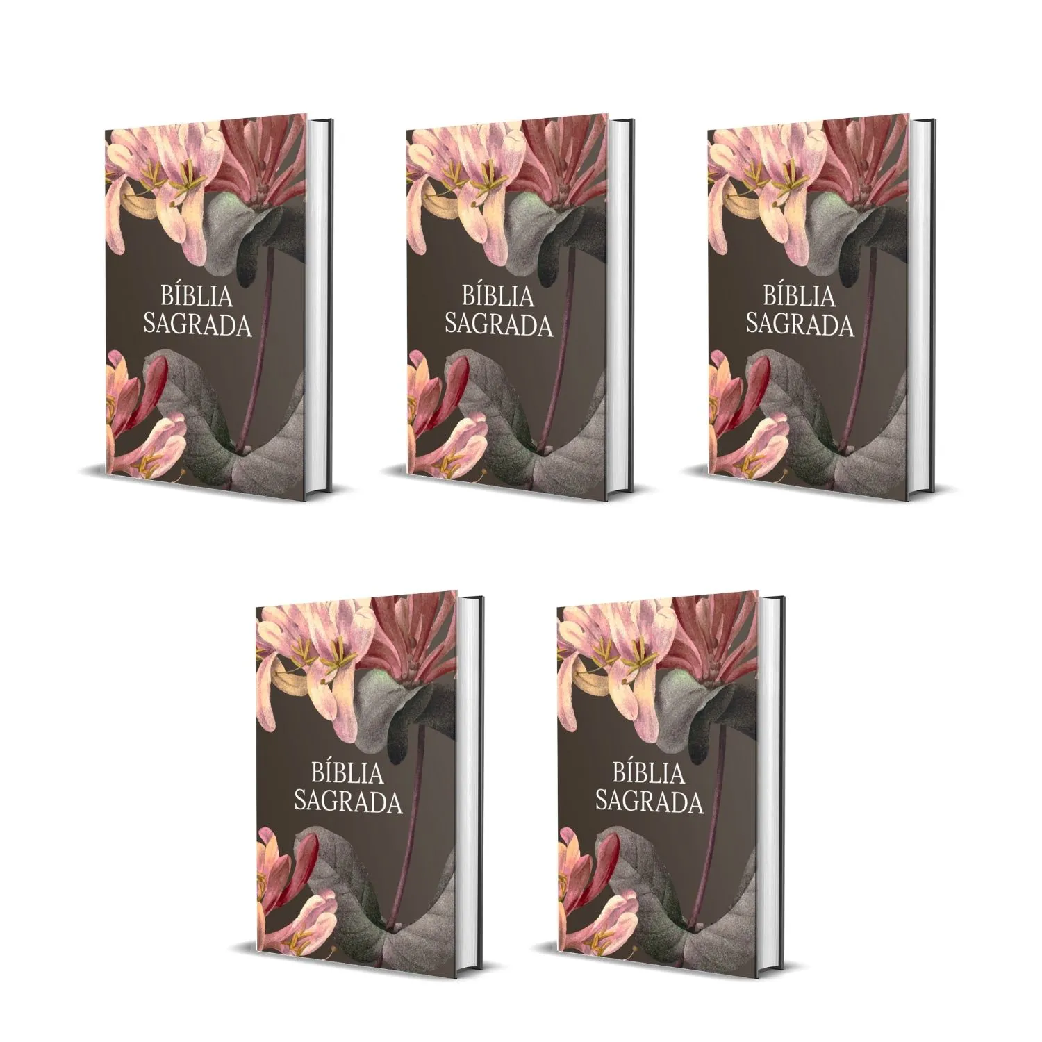 Kit com cinco Bíblias Sagrada NVI de capa floral